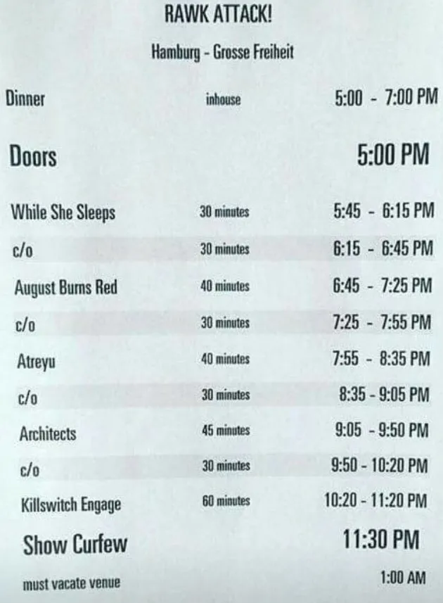 Zeitplan der Veranstaltung