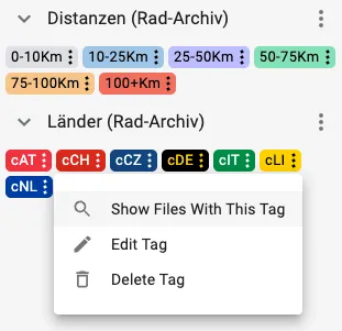 Filterung nach Dateien mit diesem Tag aus der Tag-Übersicht