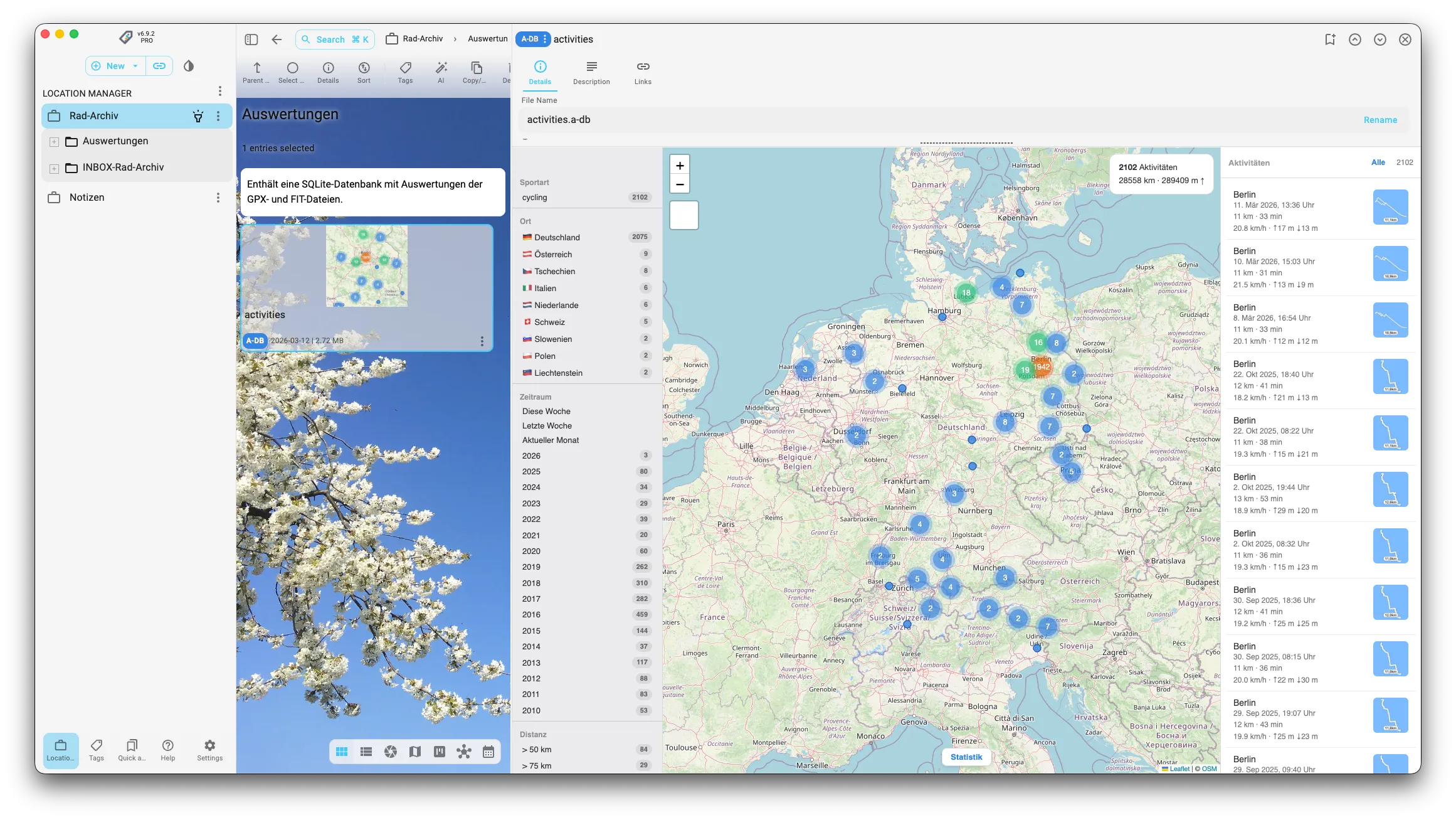 Datenbank-Viewer in TagSpaces mit Map und Filterfunktionen