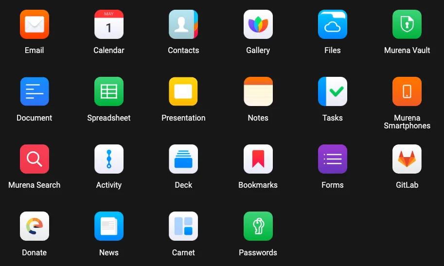 Apps der Murena Cloud