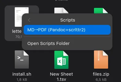 Nautilus-Kontextmenü mit Konvertierungsskript